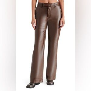 [steve madden] faux leather wide leg pants in dark espresso